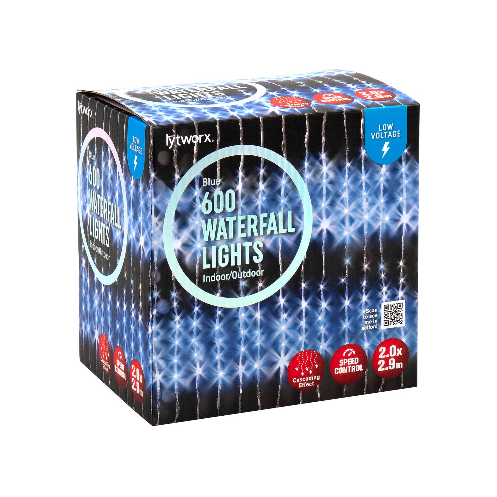 Lytworx 57517 Low Voltage Blue Waterfall Lights - 600 Pack - Speed Controller - Indoor/Outdoor