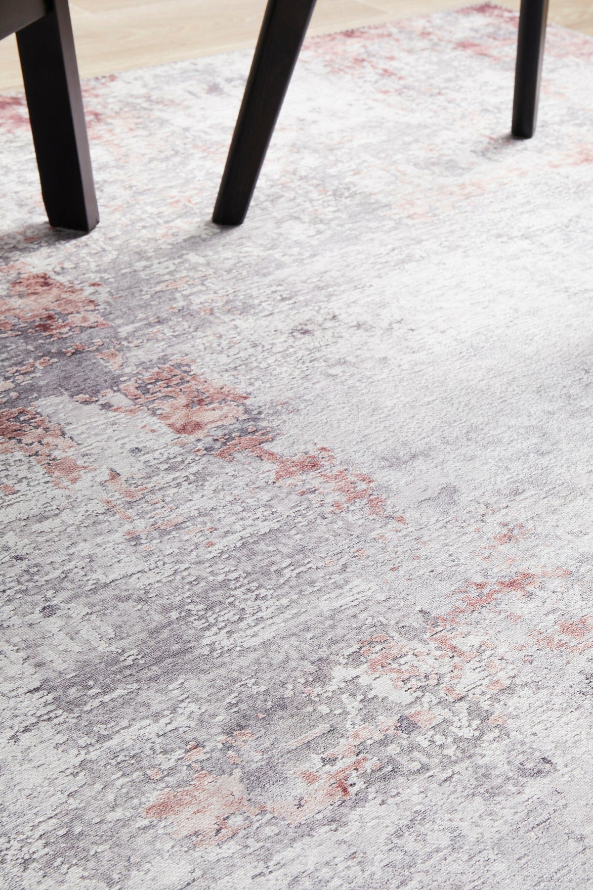 Rug Culture Illusions Large Power Loomed Rug 280x190cm - Silver and Blush Polyester - ILU156BLUSH280X190