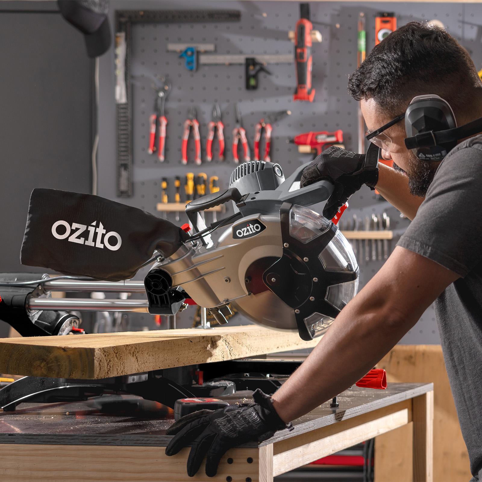 Ozito 2100W 254mm Double Bevel Sliding Mitre Saw SCMS-2125, 10 Inch, Laser Guide, 4000 RPM