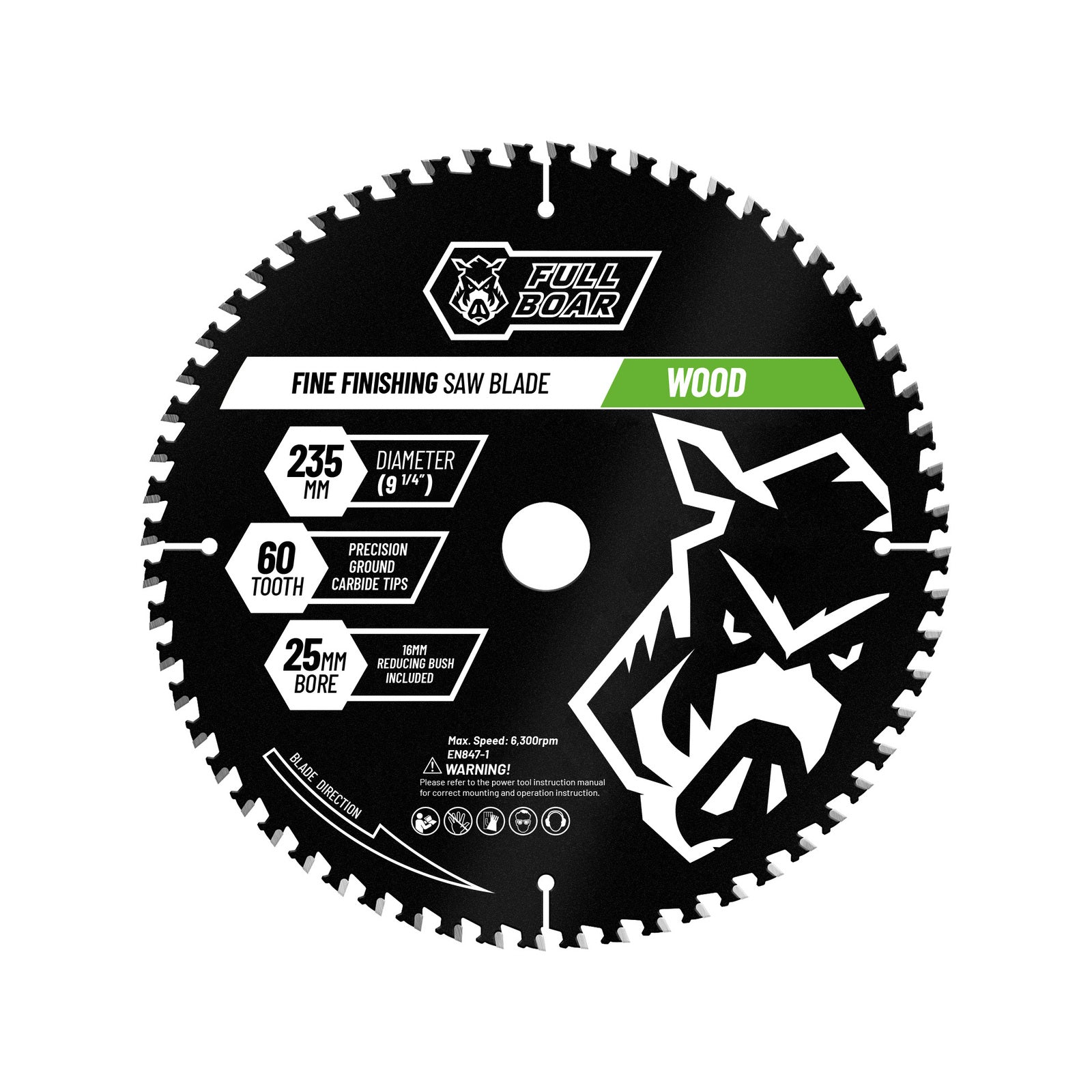 Full Boar 235mm 60T Carbide Circular Saw Blade, 25mm Bore