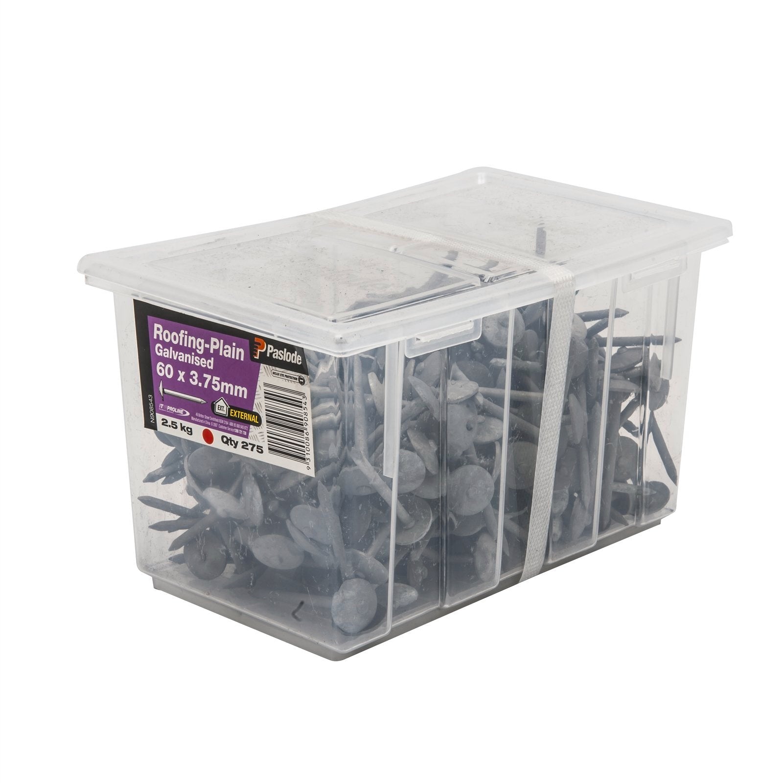 Paslode 60 x 3.75mm 2.5kg Galvanised Steel Plain Shank Roofing Nails - 275 Pack