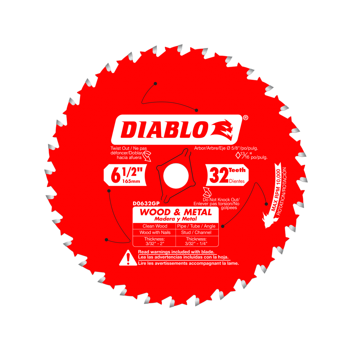 Diablo Circular Saw Blade 6.5" 32T Wood Metal - Durable Cutting Performance - SuperSaverAU - view 3