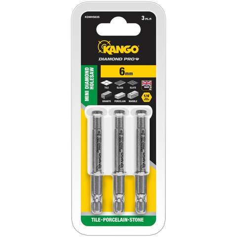 Kango 6mm Diamond Pro Mini Diamond Hole Saw 3 Pack Tile Porcelain Glass