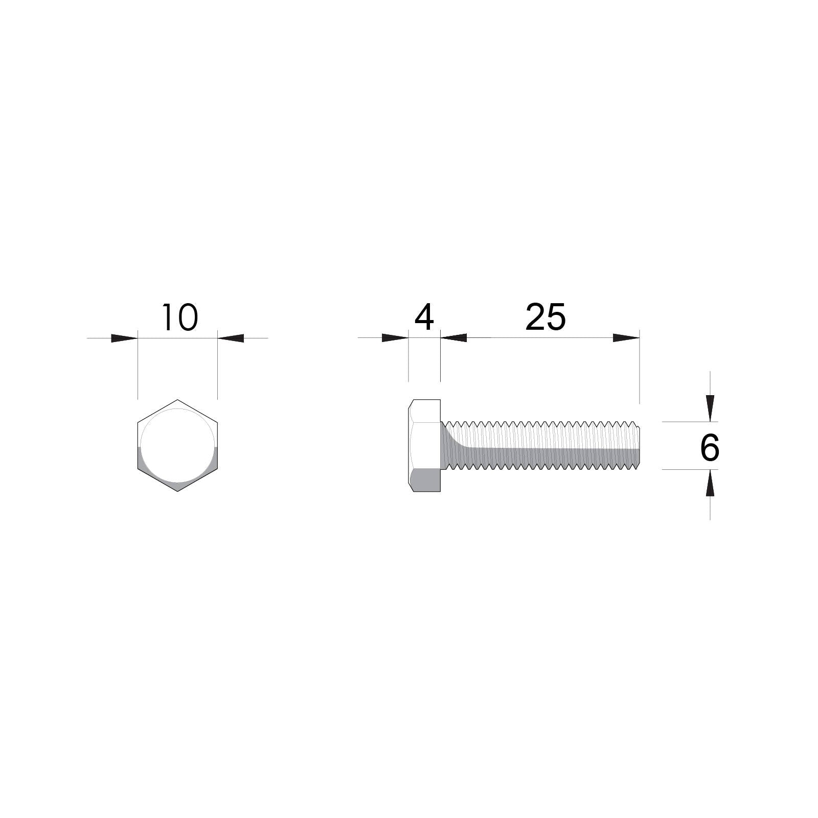 ZENITH M6 x 25mm Hot Dip Galvanised Hex Head Bolts & Nuts - 25 Pack, 4.6 Grade Steel