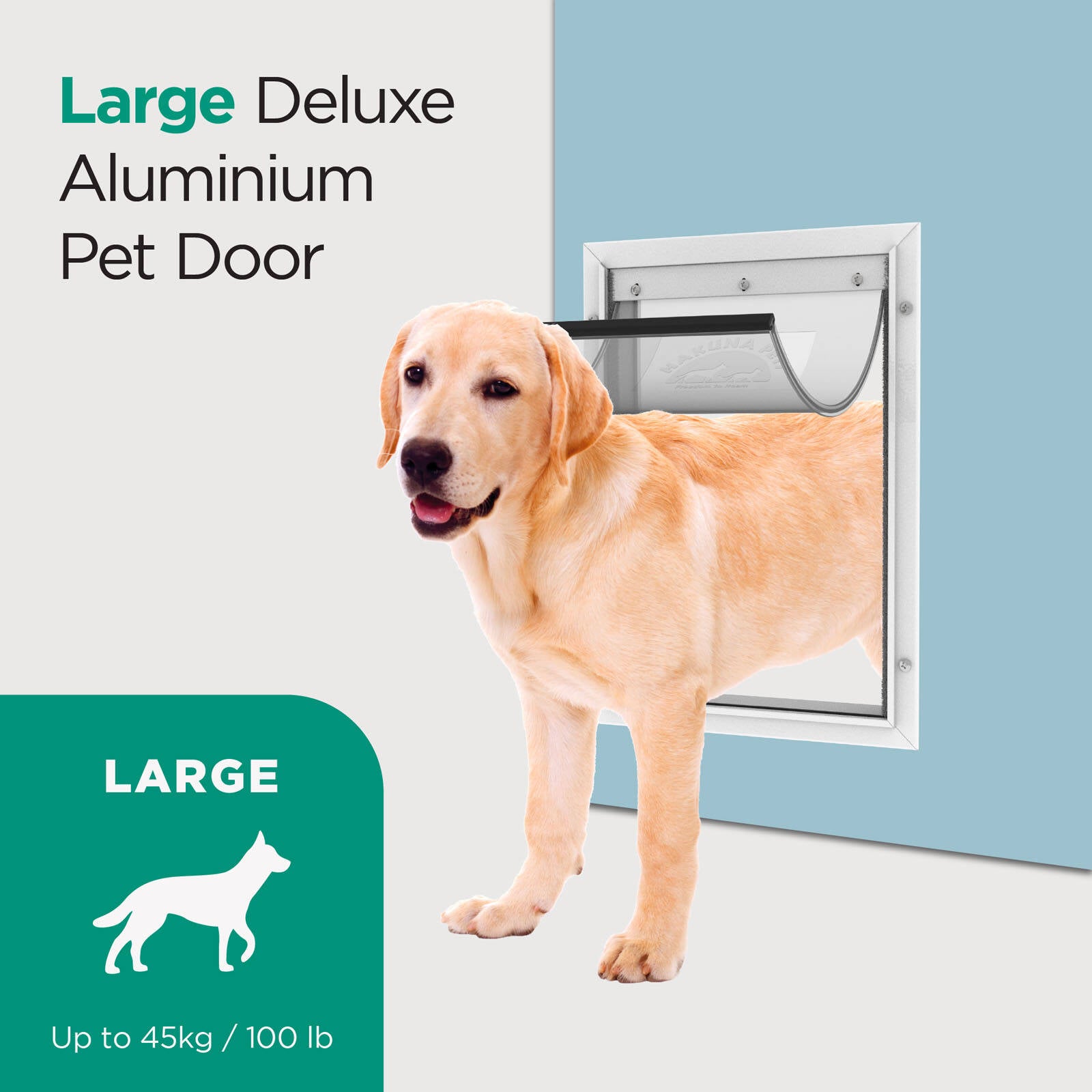 Hakuna Pets Large Deluxe Aluminium Pet Door - White, Lockable Flap for Dogs