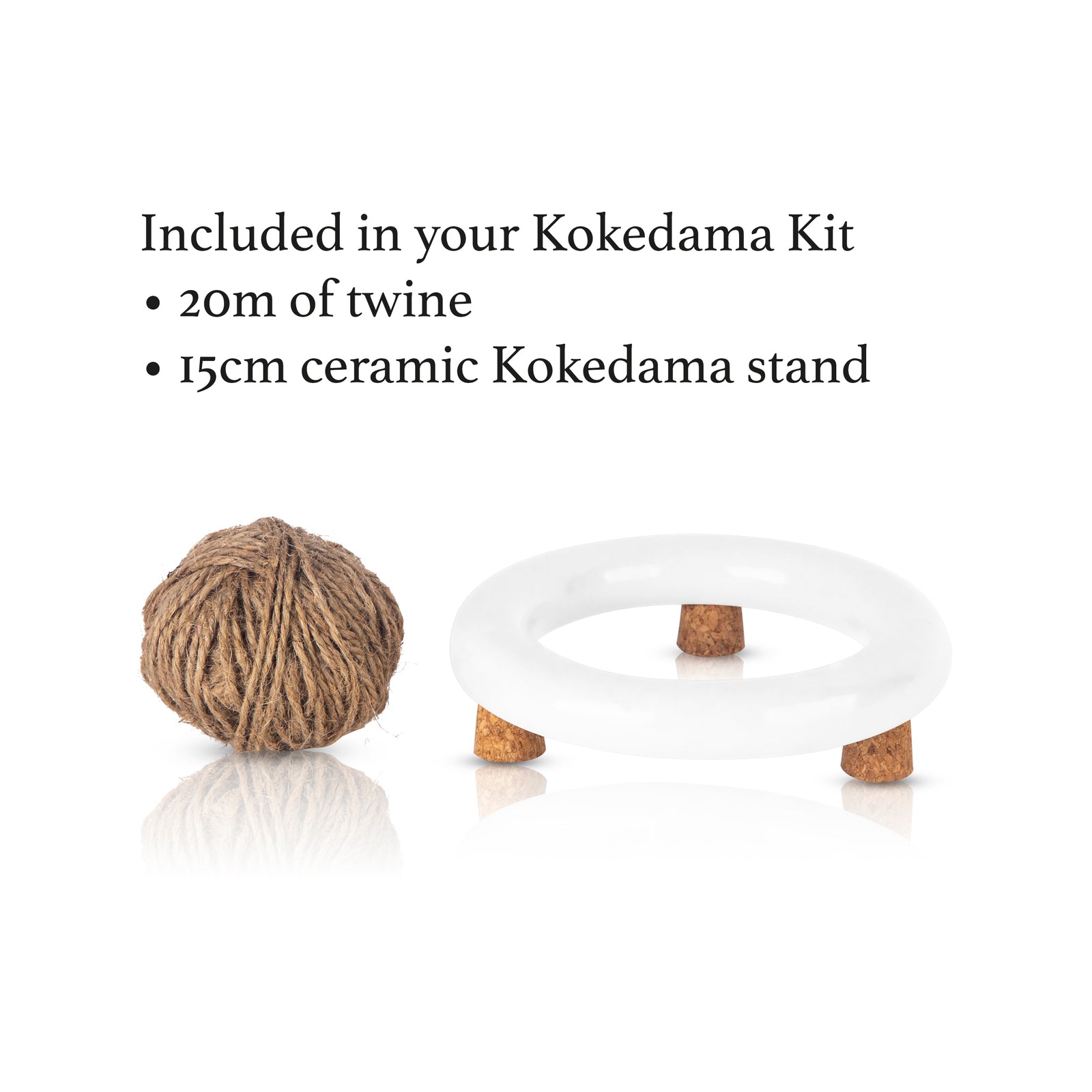 Kokedama Kit with Ceramic Stand and Twine