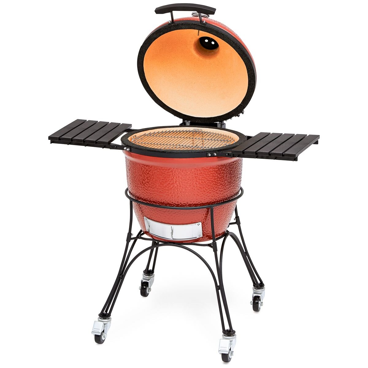 Kamado Joe Classic I Ceramic Grill - Red, Two-Tier Cooking, Cart with Locking Wheels - KJ23RH
