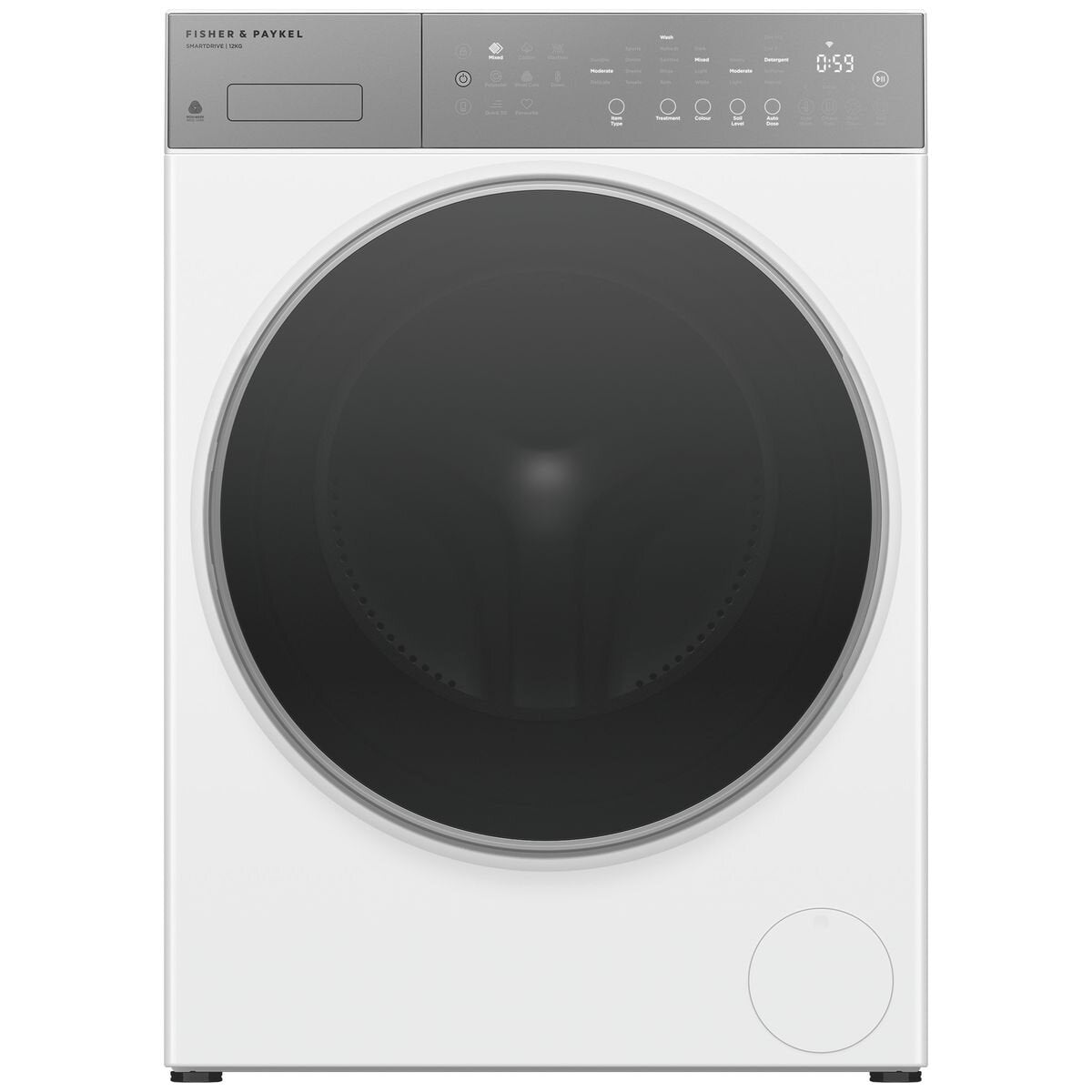 Fisher & Paykel Series 5 12kg Front Loader - White, FlexiDose Auto Dosing, UV Sanitise - WH1260P5