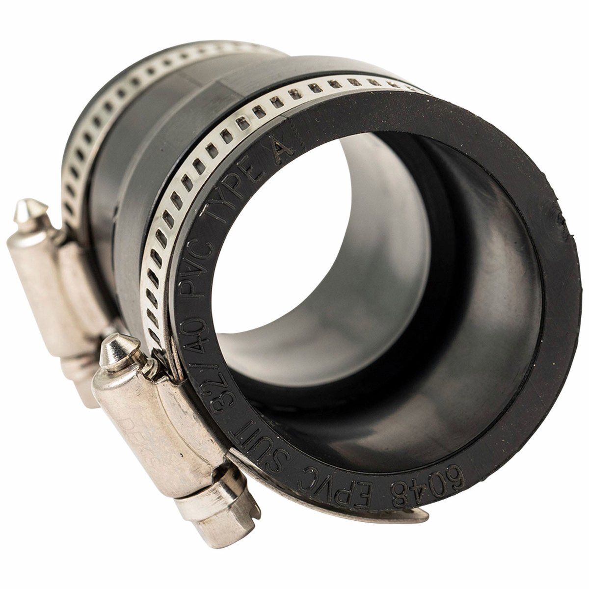 Deks Industries 32 to 40mm PVC Reducing Rubber Jenco Joiner - EPDM & Stainless Steel, Underground Rated, Black