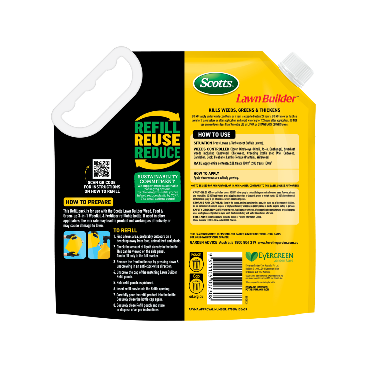 Scotts Lawn Builder Weed, Feed & Green Up 3in1 Refill Pouch