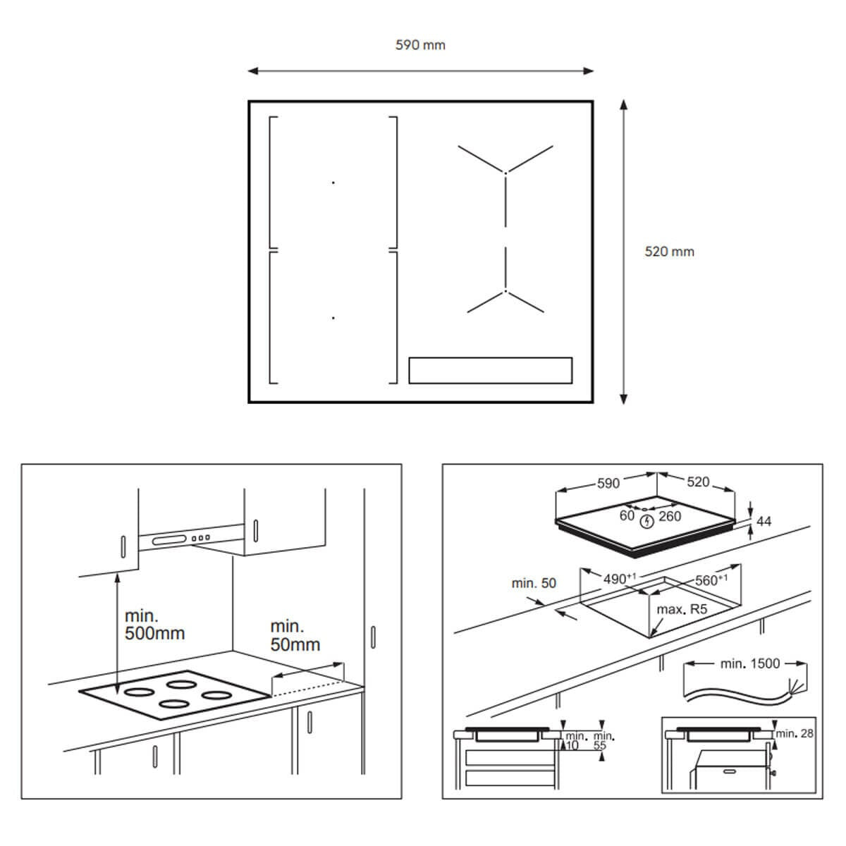 Electrolux 60cm Series 700 Induction Cooktop - SenseFry, 4 Zones, PowerBoost, Black Glass - EHI6475BF