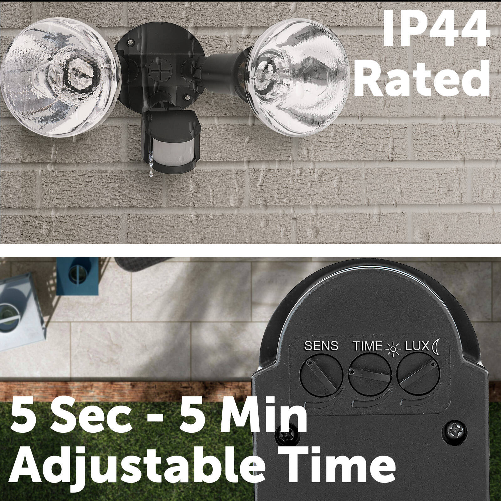 Arlec Castalia Twin PAR38 DIY Compact Security Flood Light MAL535, Black