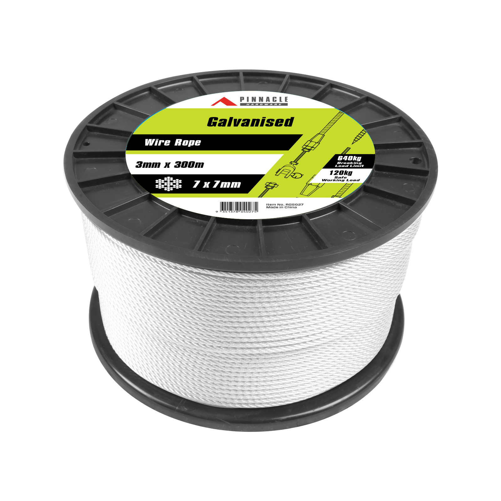 Pinnacle 3mm x 300m Galvanised Steel Wire Rope