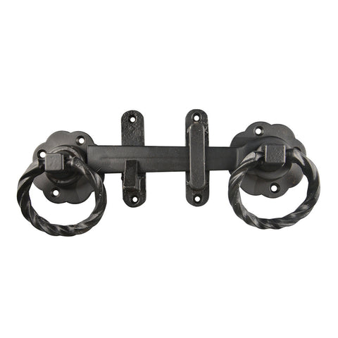 Pinnacle 175mm Black Metal Gothic Ring Gate Latch Set