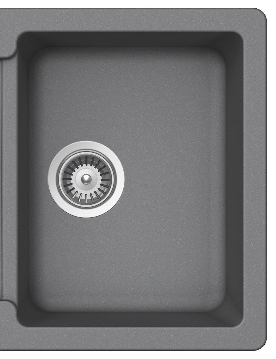 Abey Cristalite Plus single bowl topmount sink with left hand drainer - Croma finish - TD100CR