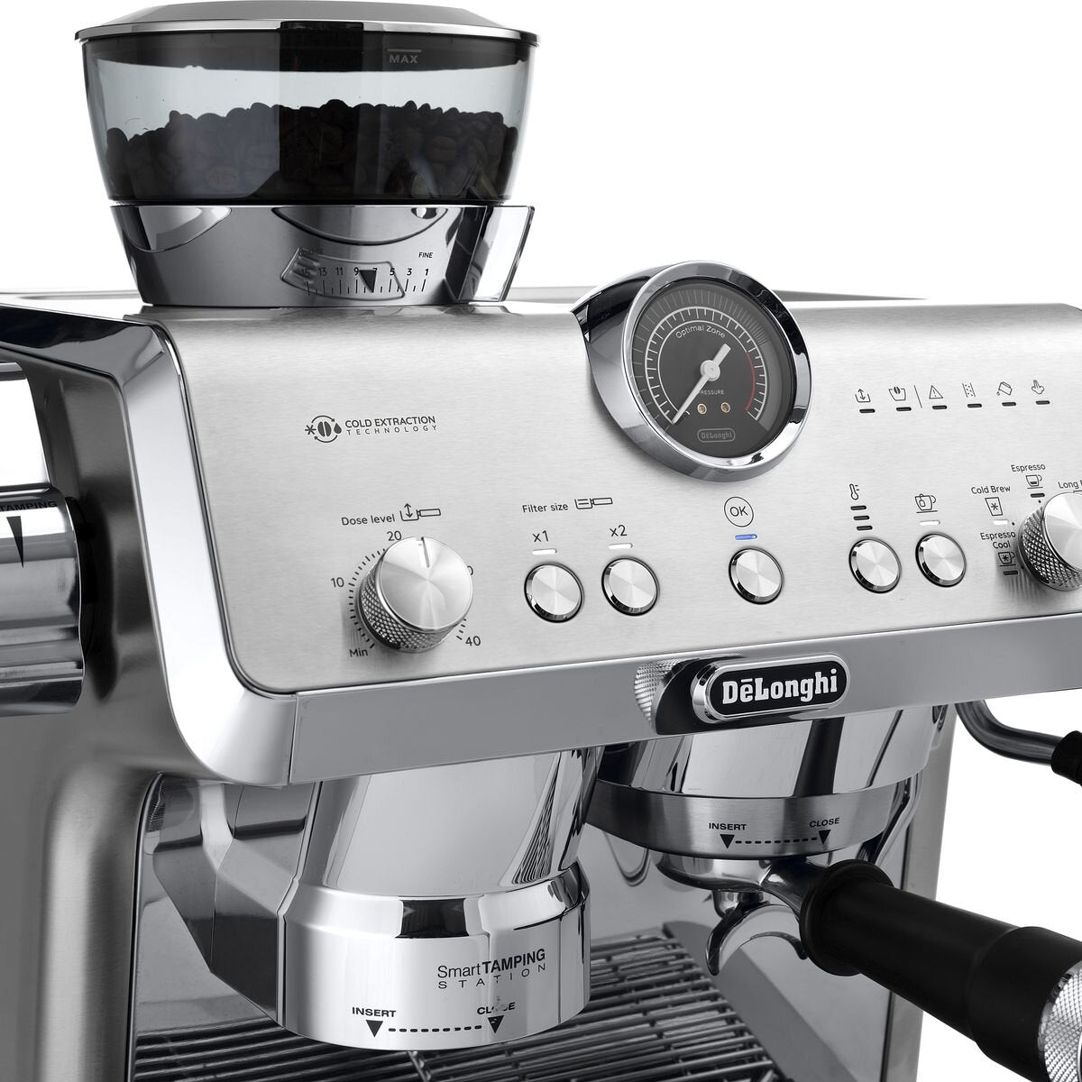 DeLonghi La Specialista Opera Manual Coffee Machine - Stainless Steel - Bean Adapt and Five Drinks - EC9555M
