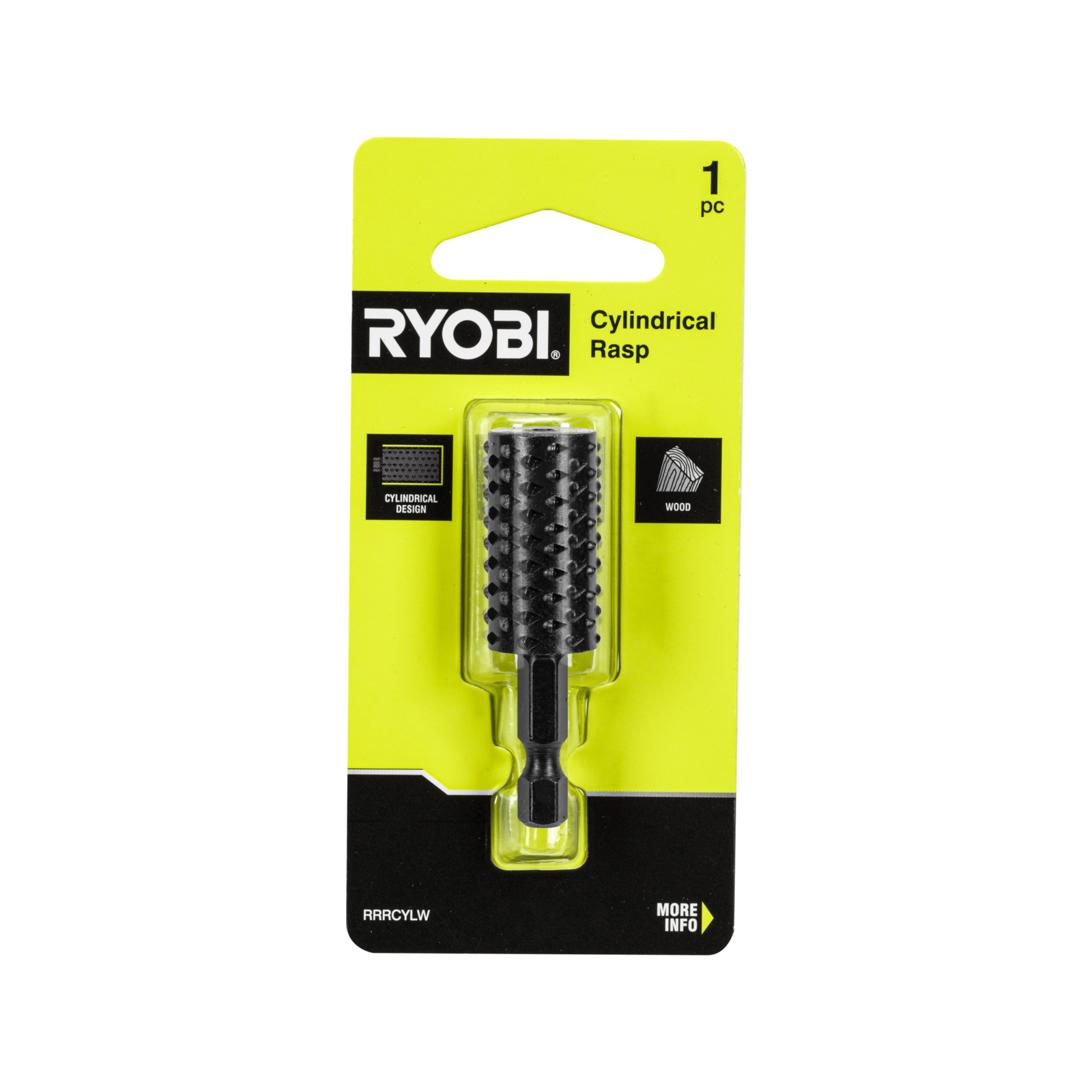 Ryobi Cylindrical Wood Rasp - 1/4" Hex Shank for Curved Shaping
