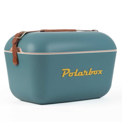 Polarbox Classic 12L Cooler - Marine Blue, Retro Design, Leather Shoulder Strap - PLBC12M