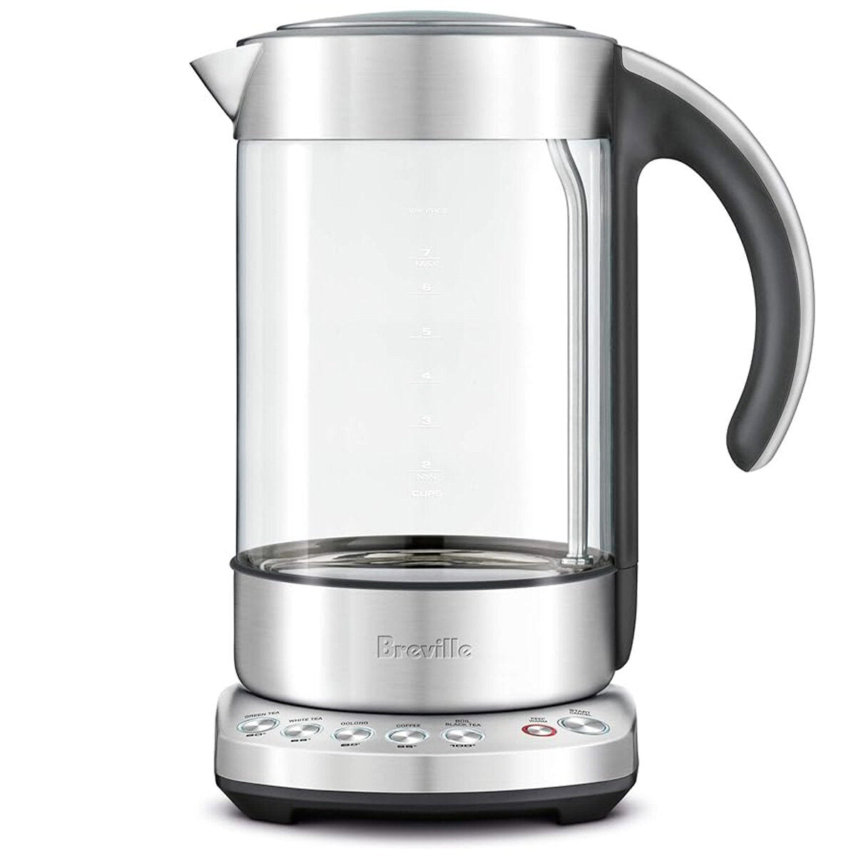 Breville the Smart Kettle 1.7L - Glass, Five Varietal Settings, Keep Warm Button, 2400W - BKE840CLR