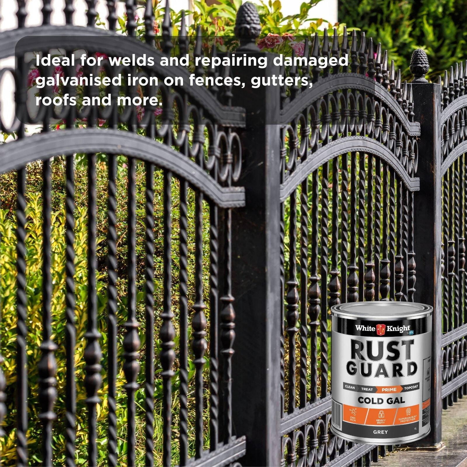 White Knight Rust Guard 1L Grey Cold Gal Galvanising Primer Paint