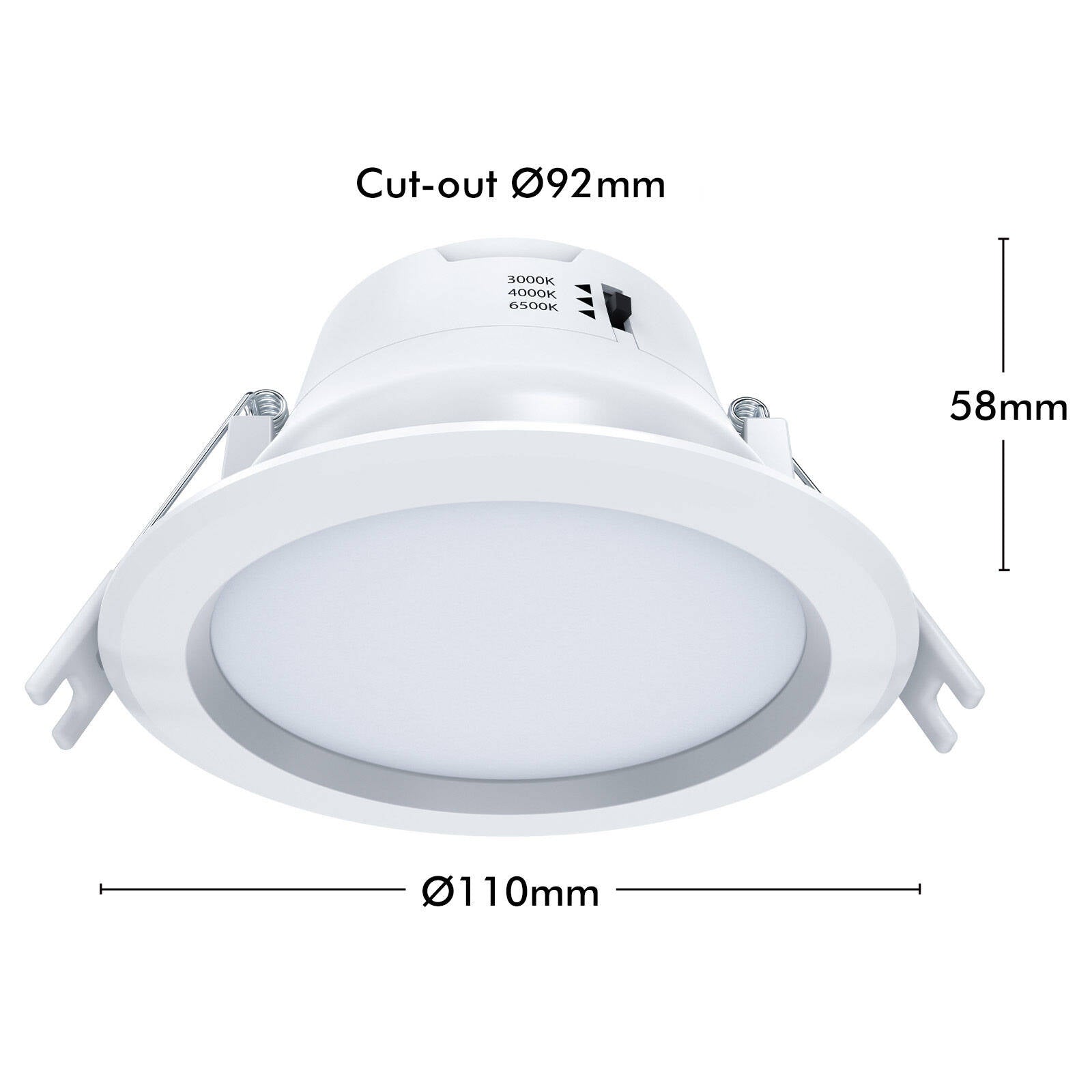 Arlec 9W 92mm Tri-Colour Dimmable LED Downlight Recessed Lens 240V White 2 Pack ALD285P2