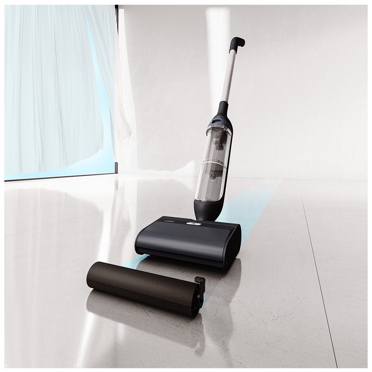 Hizero wet and dry stick vacuum - polymer roller, realtime self-cleaning, 60 minute battery life, Black - F300