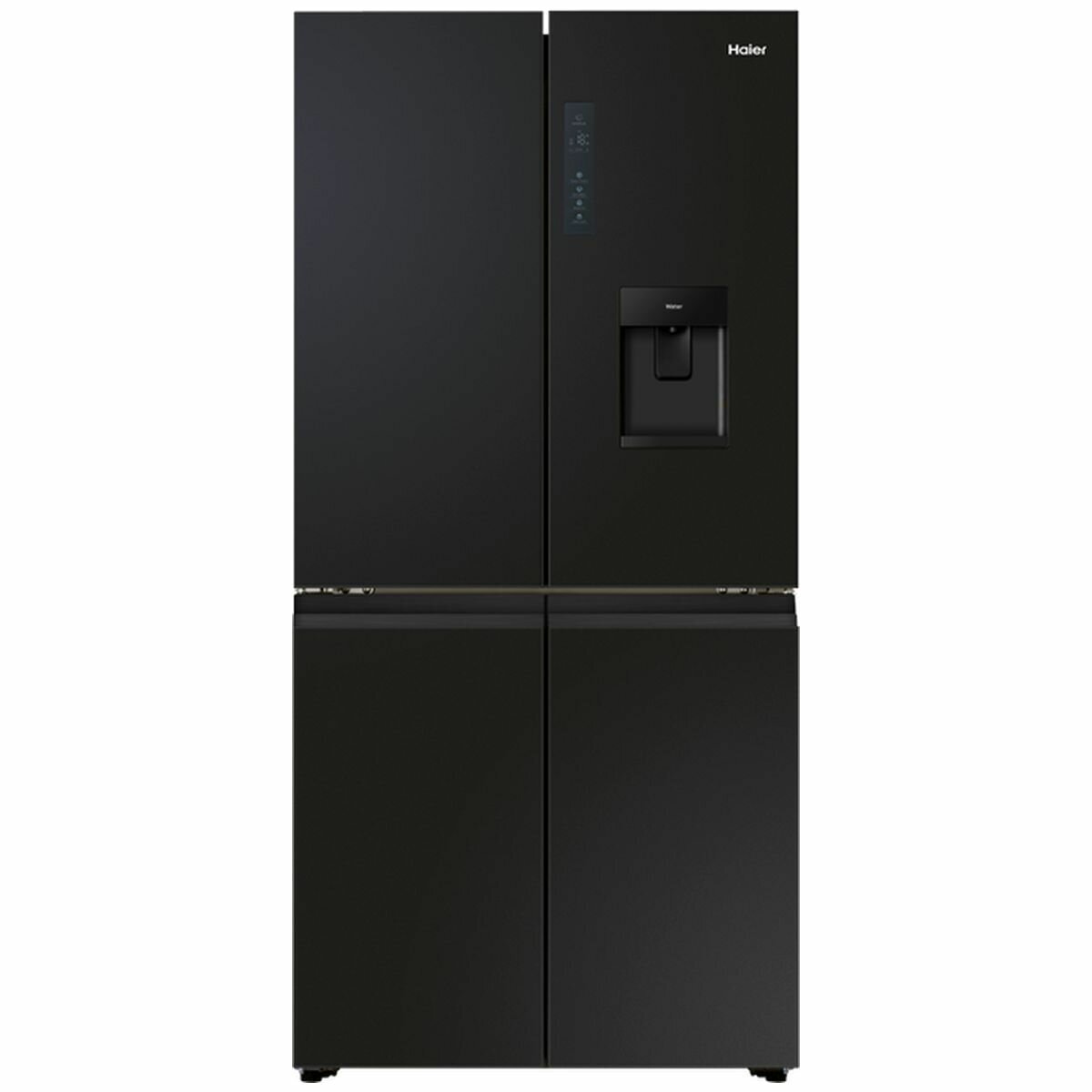 Haier 507L Quad Door Fridge - Black - Plumbed Water Dispenser and Ice Maker - HRF580YPC