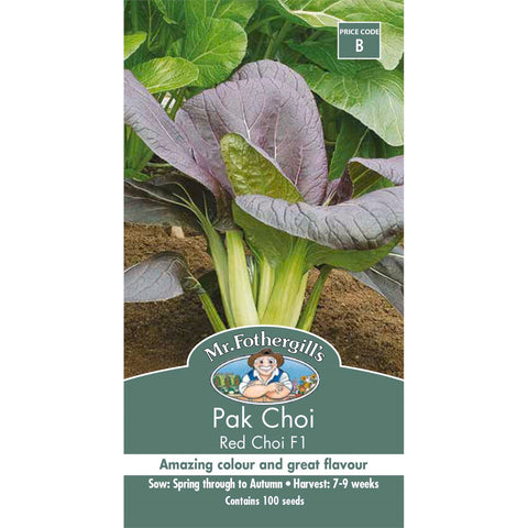 Mr Fothergill's Pak Choi Red Choi F1 Seeds - Red-Leaf Asian Green, Sun & Part Shade