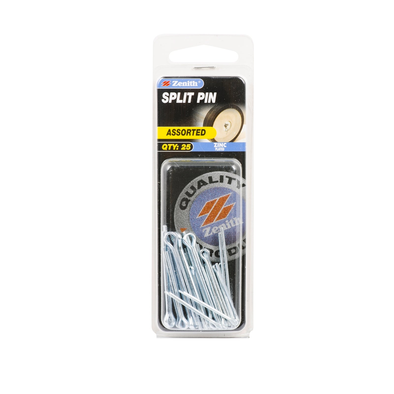 Zenith Assorted Sizes Zinc Plated Steel Split Pins - 25 Pack