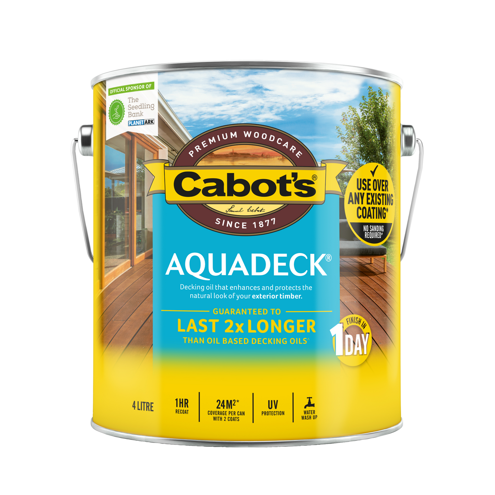 Cabot's 4L Merbau Aquadeck Exterior Decking Oil - Water Based, UV Resistant, Waterproof