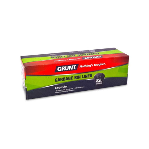 Grunt 82L Garbage Bin Liners 20 Pack Plastic Easy Tear Multi-Purpose - SuperSaverAU - view 1