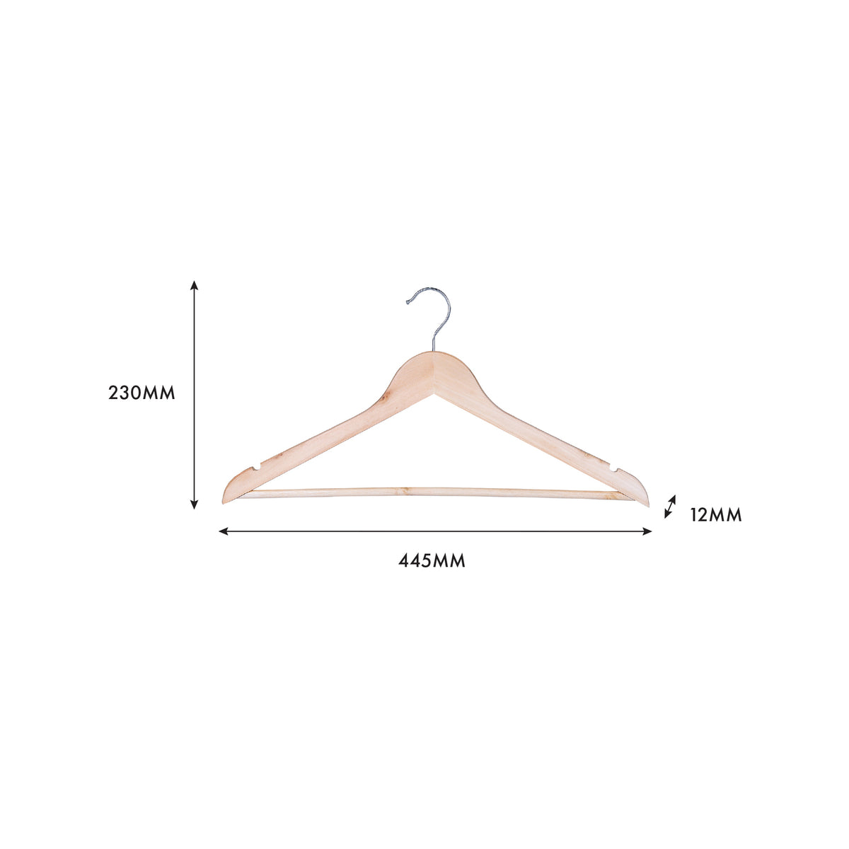 Practa Timber Clothes Hangers with Bar 5 Pack Natural Wood