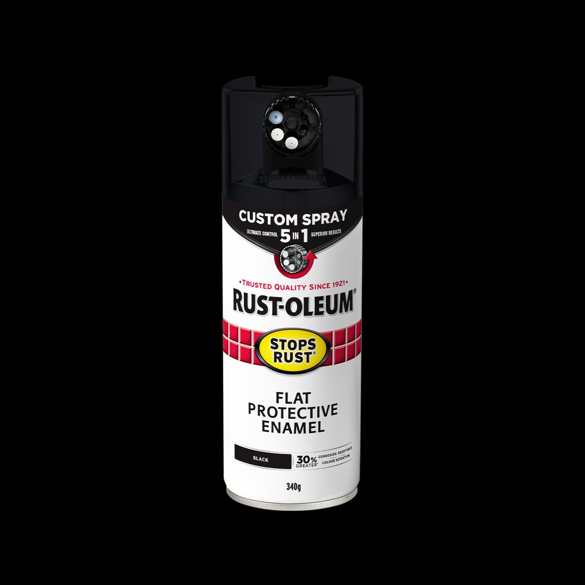 Rust-Oleum Stops Rust Custom 5 In 1 Spray Paint 340g - Flat Black Splatter-Resistant