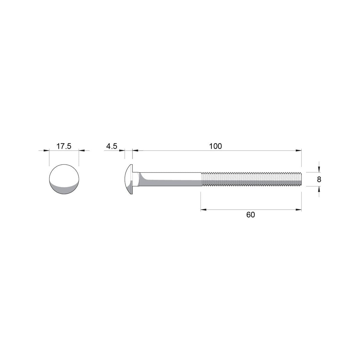Zenith M8 x 100mm Hot Dip Galvanised Cup Head Bolts Nuts 25 Pack - SuperSaverAU - view 4