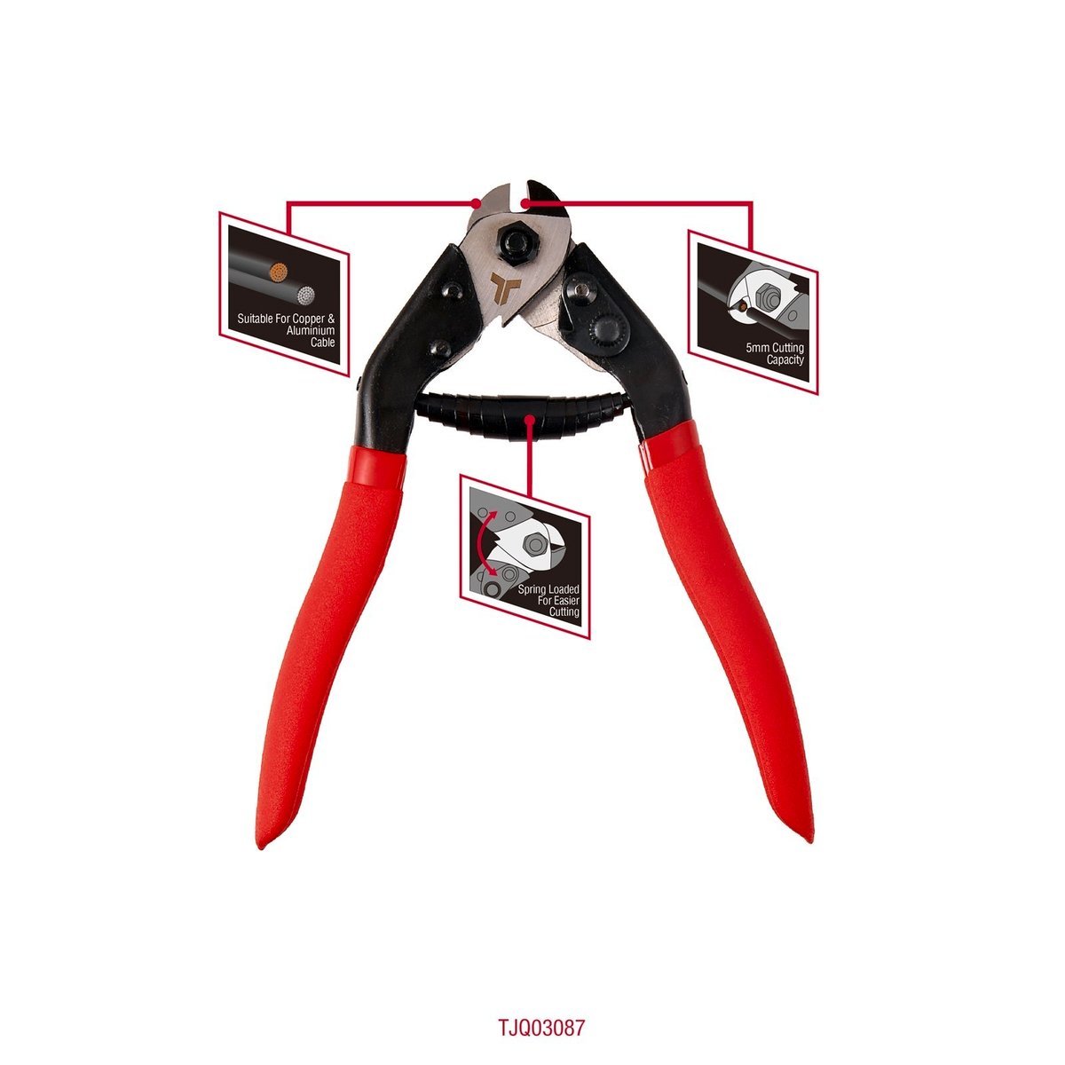 Trojan Cable Cutter - 5mm - Aluminium & Copper - Spring Loaded Jaws - SuperSaverAU - view 2