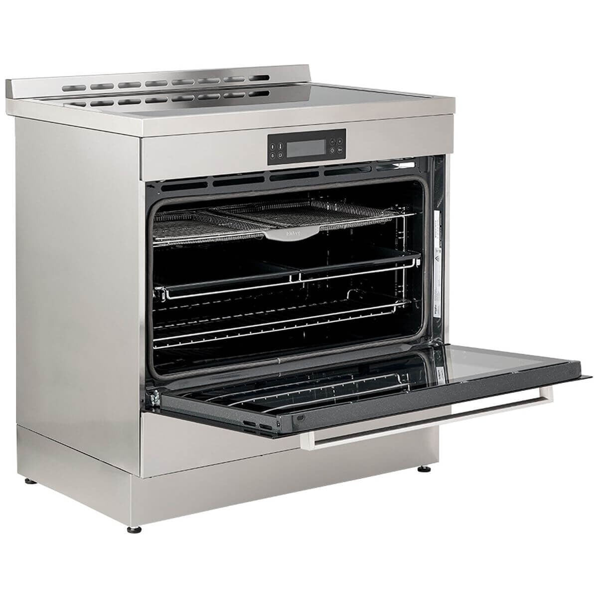 Whirlpool 90cm Induction Freestanding Oven - Inox, 133L, AirFry Function, Pyrolytic Self-Cleaning - WS91I9SPX