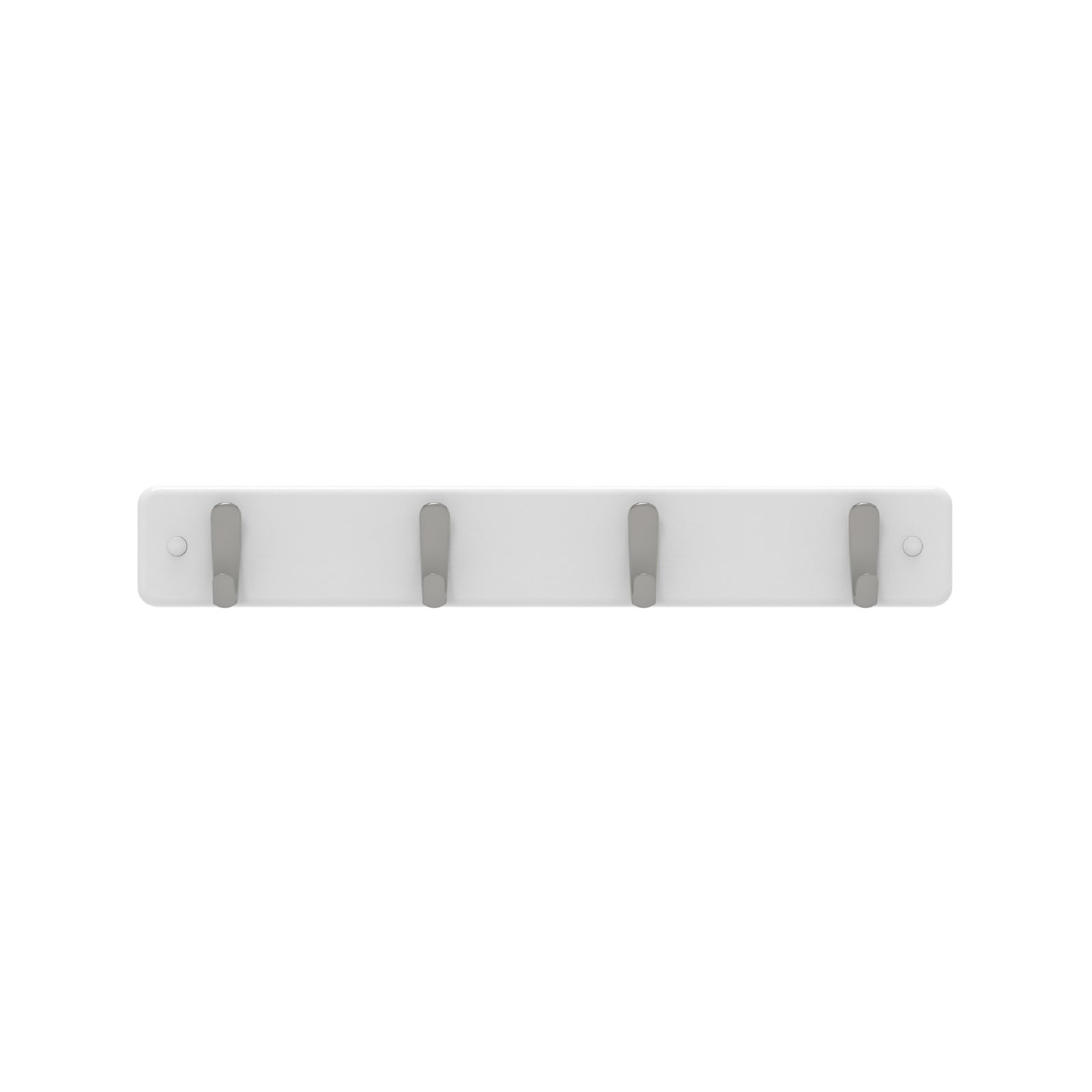Mode White Hook Rack 4 Brushed Nickel Hooks