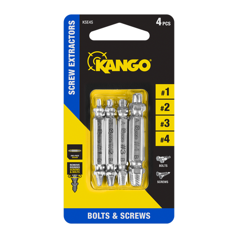 Kango 4 Piece Screw Extractor Set - Removes Stripped, Broken & Rounded Screws and Bolts