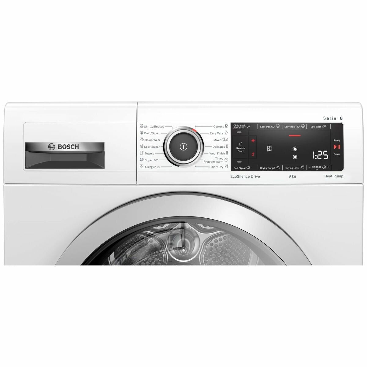 Bosch Series 8 9kg Heat Pump Dryer - 8 Star Energy Rating, Home Connect, Interior Drum Light - WTX88MH0AU
