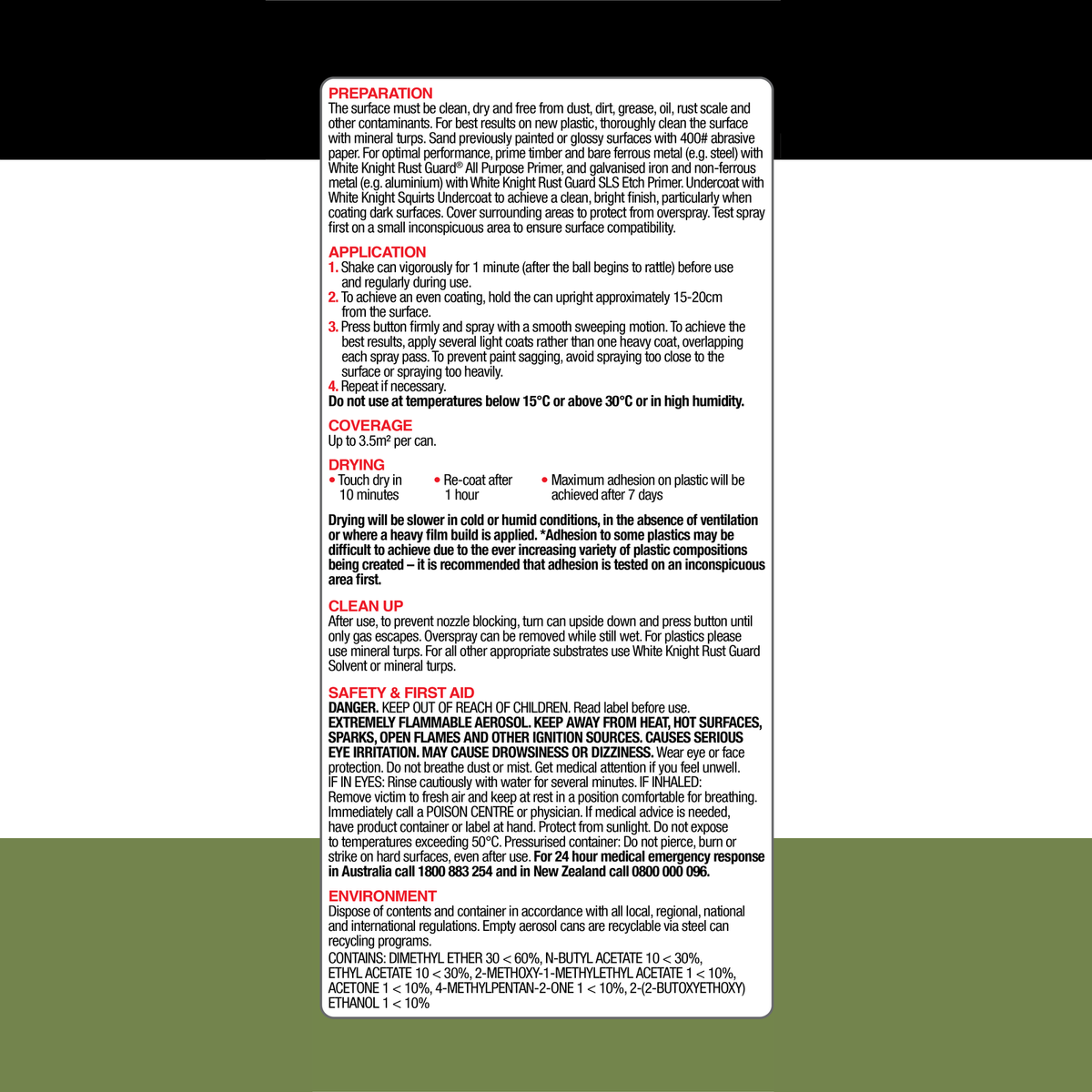 White Knight Squirts Spray Paint - 310g - Bright Green - Solvent Based - Quick Drying - SuperSaverAU - view 2