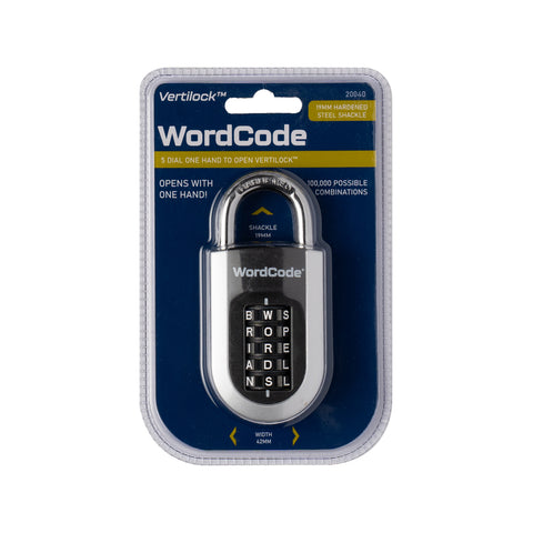 Wordcode 43 x 92mm Steel Vertilock 5 Dial Stacker Combination Padlock