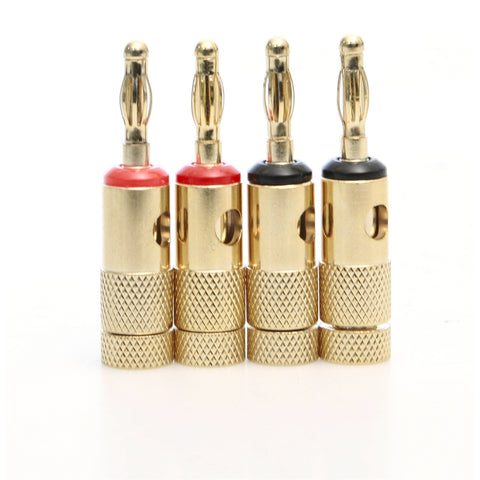 Studio Acoustic 4 x 4mm Premium Banana Plugs - Gold Plated, 2 Red & 2 Black