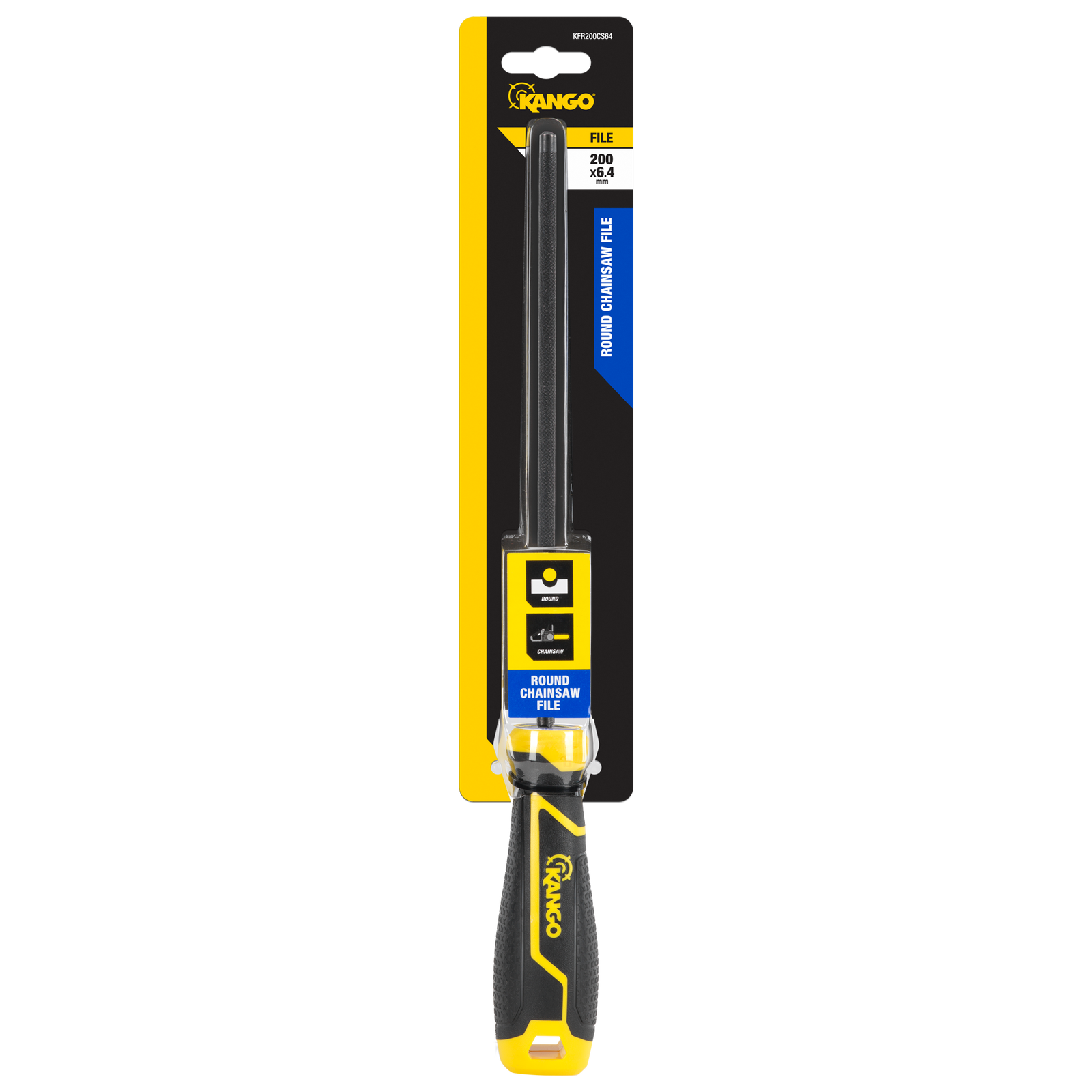 Kango 200 x 6.4mm Round Chainsaw File with Removable K-Lock Handle