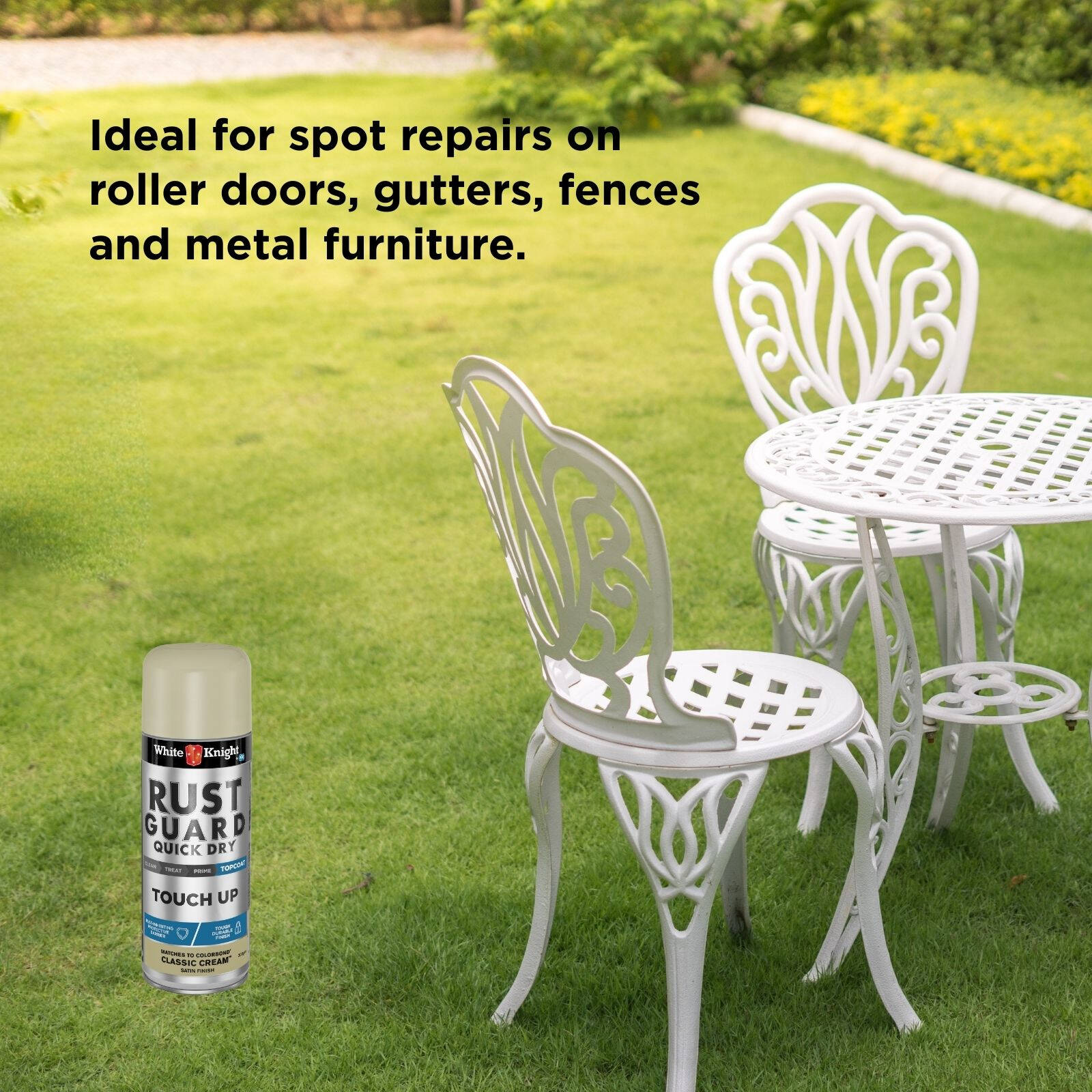 White Knight Rust Guard Touch Up Spray Paint 300g Classic Cream Satin
