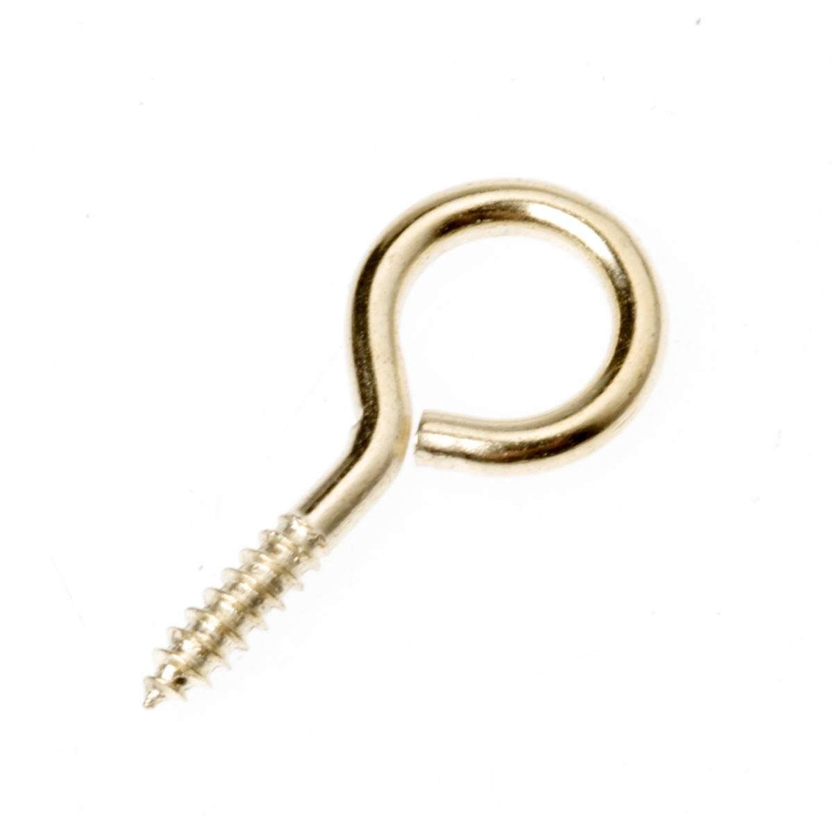 Everhang 8mm Brass Plated Steel Screw Eye Hook - 25 Pack