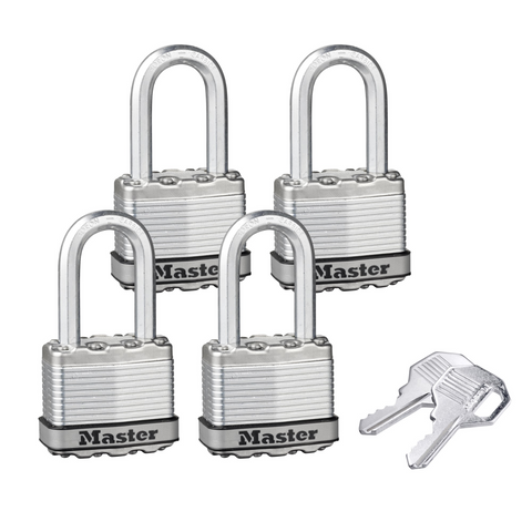 Master Lock 45mm Magnum Laminated Steel Padlock 38mm Long Shackle 4 Pack
