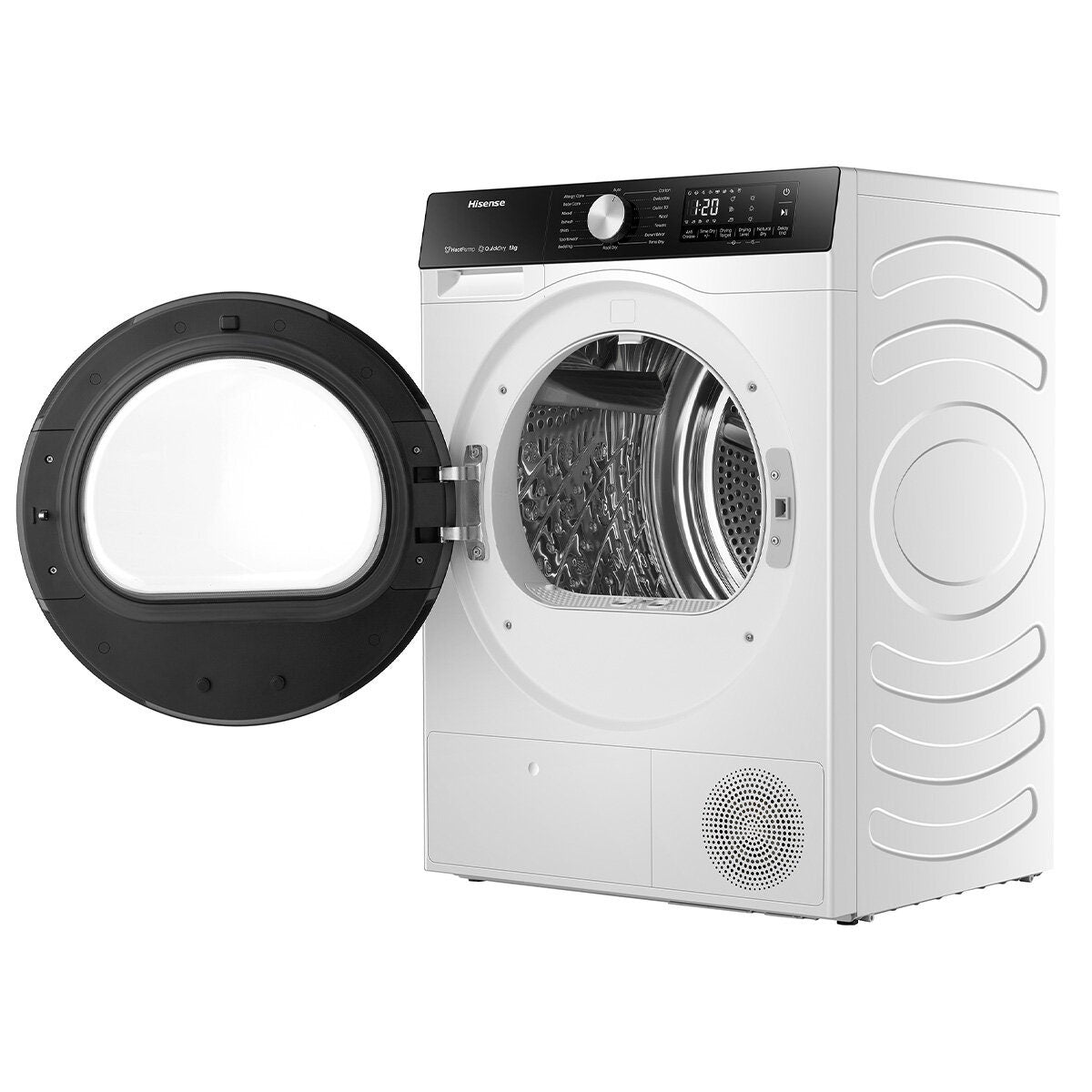 Hisense 8kg Heat Pump Dryer - White, 8 Star Energy Rating, 16 Programs, Dial Controls - HDFS80HS