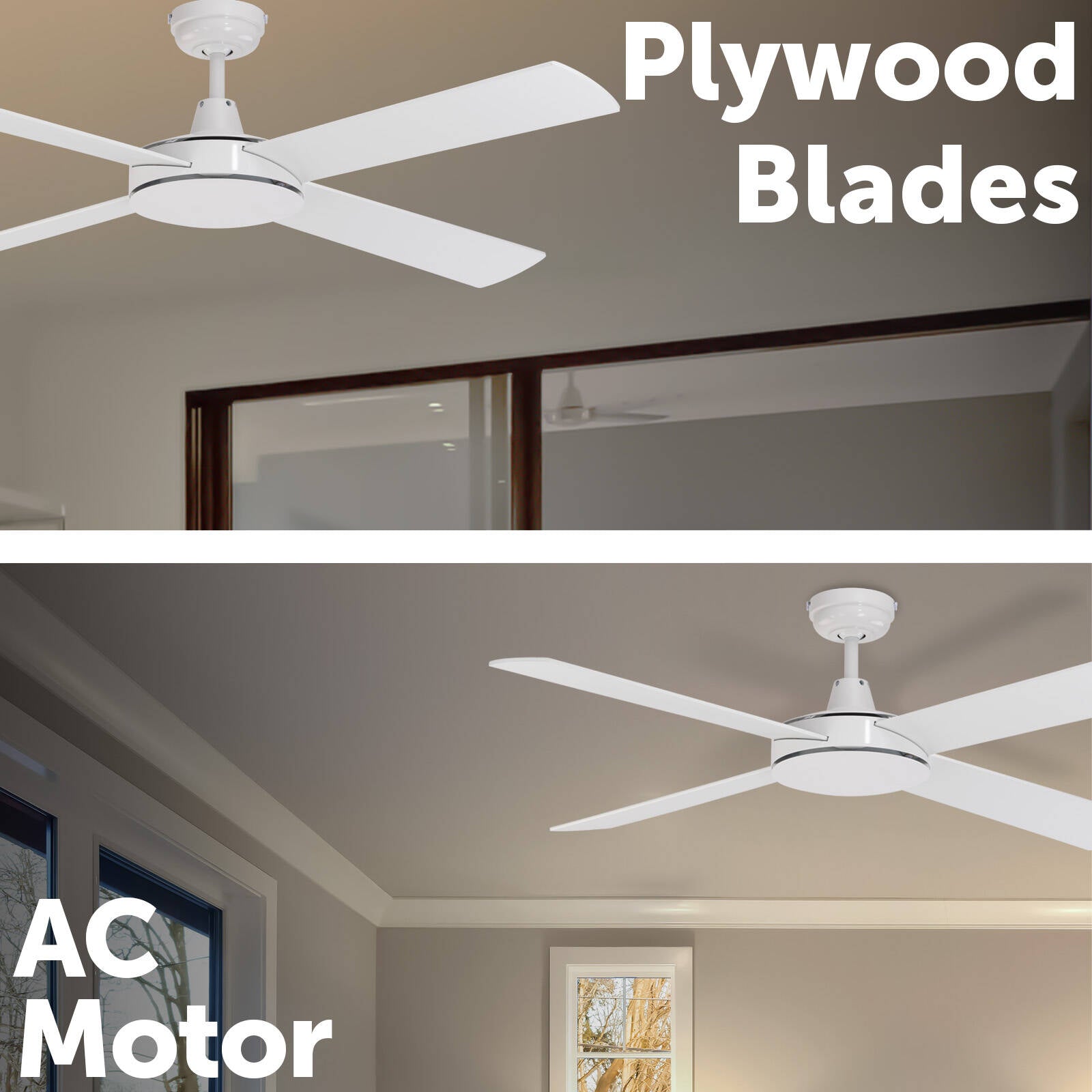 Mercator Grange 130cm 4 Blade Ceiling Fan 60W 3 Speed Reverse Indoor FC030134WH
