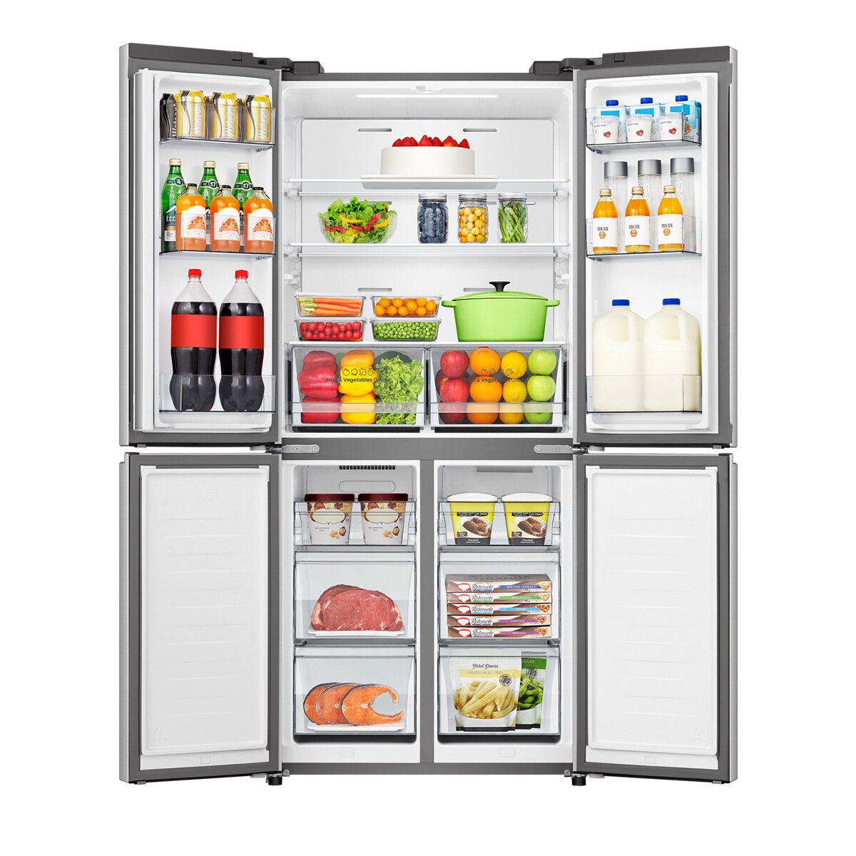 Hisense 483L French Door Fridge - Stainless Steel - Pure Flat Design - Counter Depth - HRCD483TS