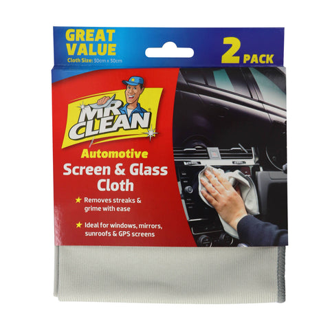 Mr Clean 30 x 30cm Auto Screen and Glass Microfibre Cloth - 2 Pack